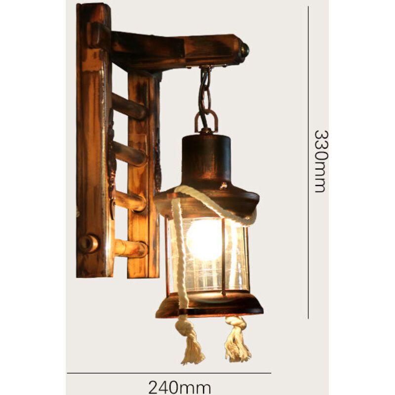 Vintage Industrial Wall Light Iron Metal Bamboo Outdoor Wall Lamp