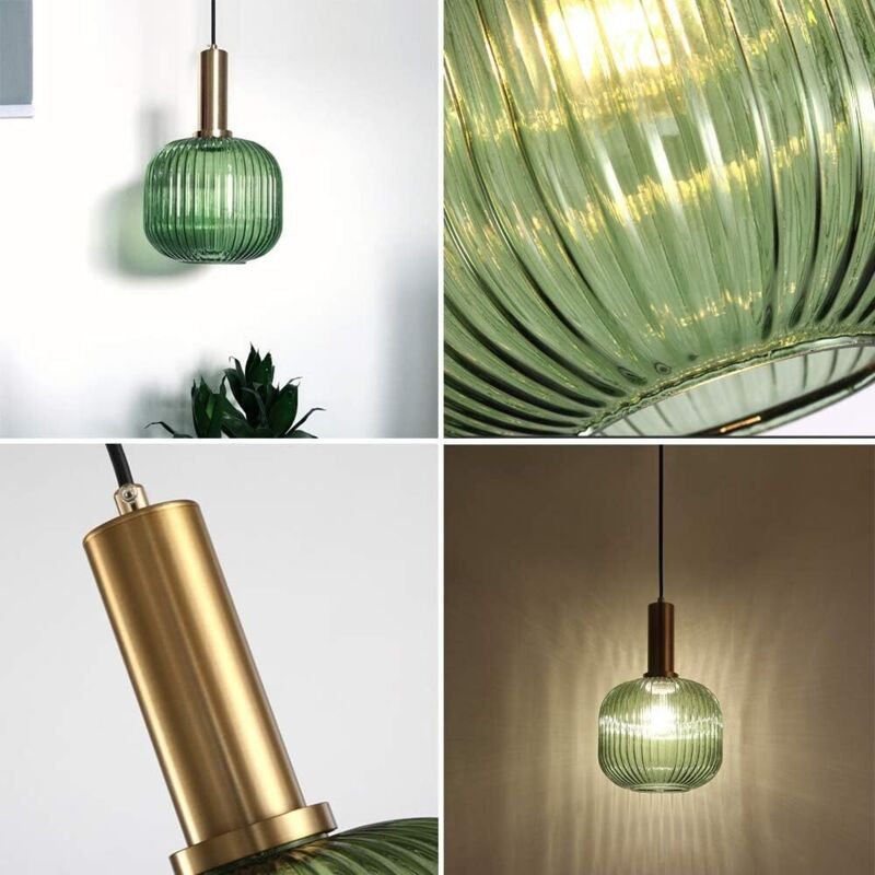 Industrial Vintage Glass Pendant Light Polished Brass Holder Modern Retro Ceiling Lamp Energy Class A Plus Plus
