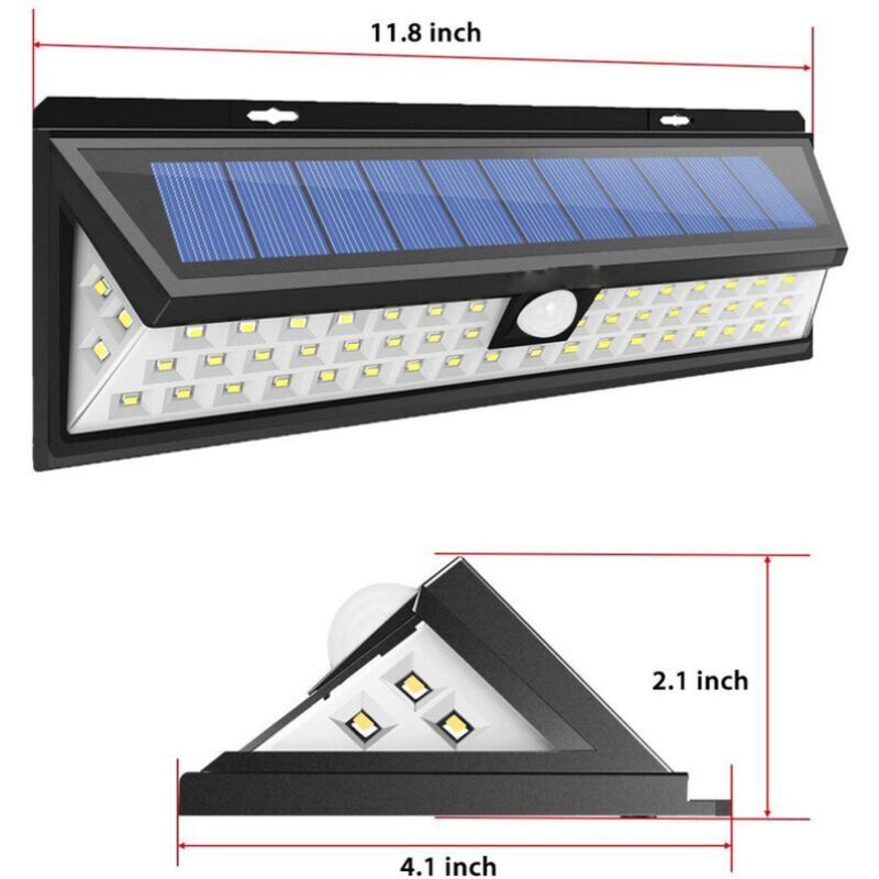Solar Wall Light 118 LED PIR Motion Sensor IP65 Waterproof Outdoor Garden Light 1000 Lumens