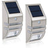 2 Pack LED Solar Outdoor Wall Lights with Motion Sensor Stainless Steel Waterproof, 90 Degree Wide Angle