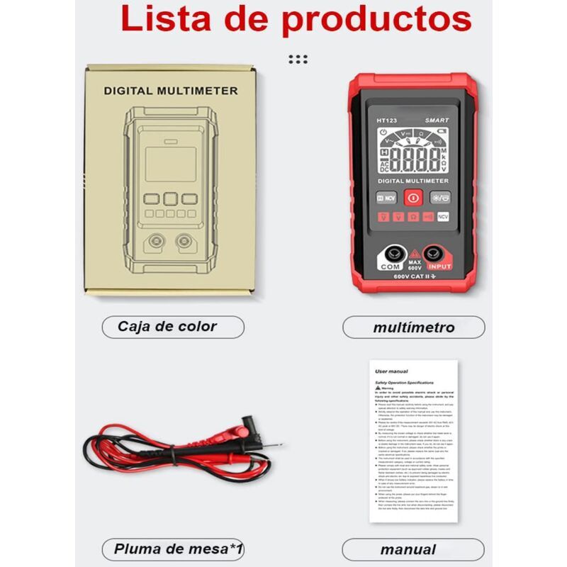 Digital Multimeter, 4000 Counts Multifunction Voltmeter, AC and DC Voltage Measurement, Resistance, Continuity, NCV