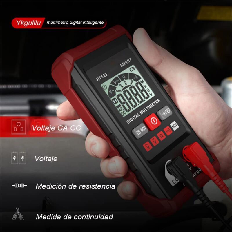 Digital Multimeter, 4000 Counts Multifunction Voltmeter, AC and DC Voltage Measurement, Resistance, Continuity, NCV
