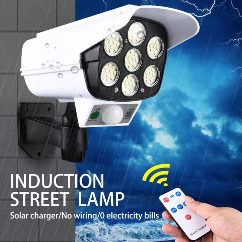 77 LED Solar Light Outdoor Simulation Surveillance Security Lighting with Motion Sensor Solar Wall Lamp Fake Surveillance Cameras