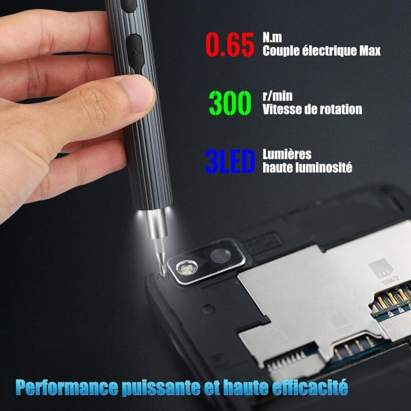 Mini Precision Electric Screwdriver, 0.45-0.65 4N M Torque, Cordless, Electric Precision Screwdriver, 39 in 1 Rechargeable Precision Screwdriver