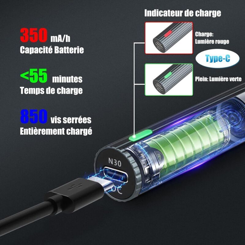 Mini Precision Electric Screwdriver, 0.45-0.65 4N M Torque, Cordless, Electric Precision Screwdriver, 39 in 1 Rechargeable Precision Screwdriver