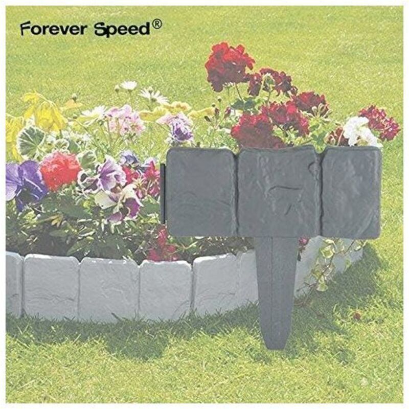 20 Pcs Garden Edging Lawn Edging Stone Effect Fence Lawn Edge Grey Decorative Garden Edging, 5 m