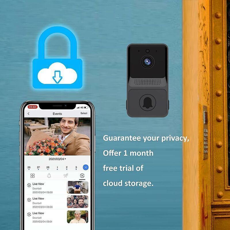 1 Pcs Wireless Remote Video Doorbell Smart Home Intercom HD Night Vision WiFi Charging Smart Doorbell Two-Way Talk APP Control