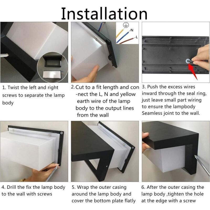 Modern Outdoor Wall Light LED 12W Waterproof IP65 Anthracite Aluminum Lighting Decoration Light for Yard Garden Patio Near Wall Path