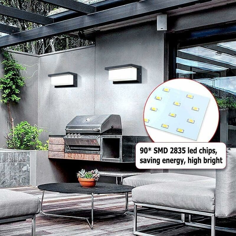 Modern Outdoor Wall Light LED 12W Waterproof IP65 Anthracite Aluminum Lighting Decoration Light for Yard Garden Patio Near Wall Path