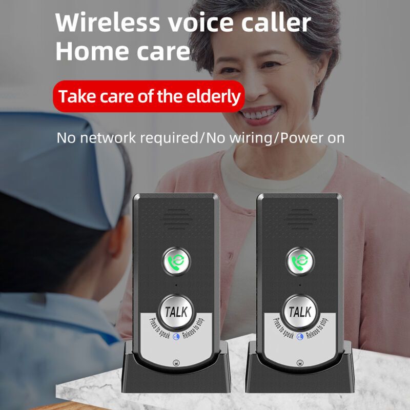 2 Pcs Wireless Home Intercoms, Two-Way Calling, Ultra Long Range Wireless Portable Voice Intercom for Seniors, Room-to-Room Communication, Ringtone