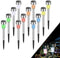 10 Pack Solar Garden Pathway Lights, Color Changing LED Stake Lights With Auto Dusk To Dawn Sensor, Stainless Steel, IP44 Outdoor For Lawn, 34 cm