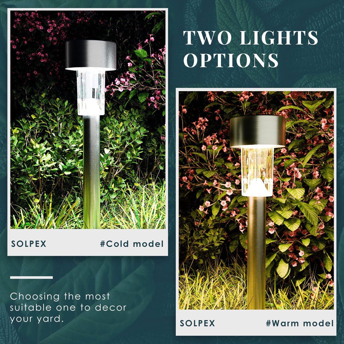 10 Pack Solar Garden Pathway Lights, Color Changing LED Stake Lights With Auto Dusk To Dawn Sensor, Stainless Steel, IP44 Outdoor For Lawn, 34 cm