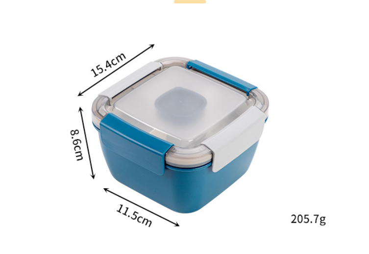 Salad Lunch Container 3 Compartments with Sauce Cup Blue, 1.5 L