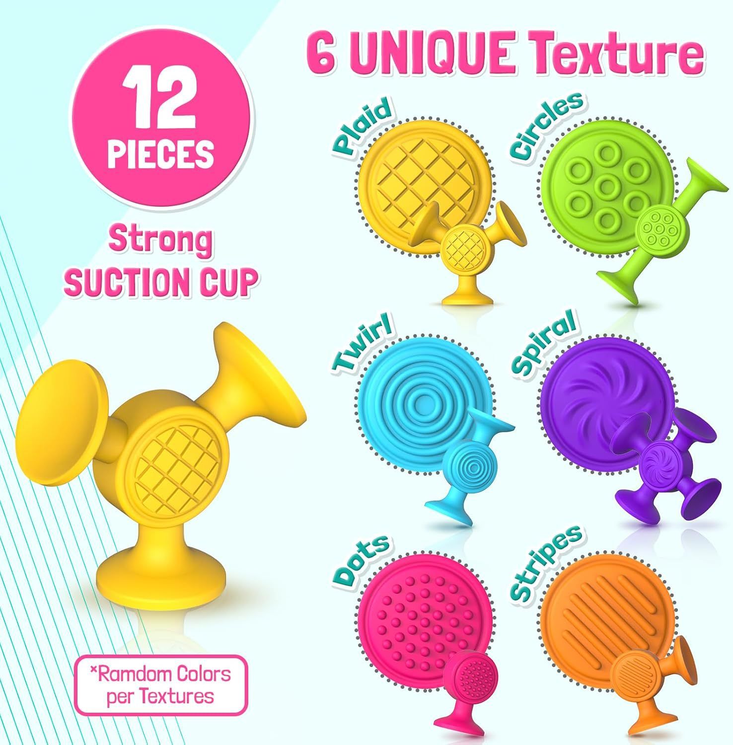 12 Piece Suction Cup Bath Toy Set for Children