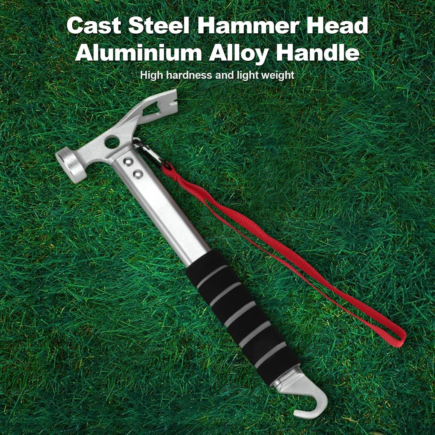 Camping Hammer 3 in 1 with Tent Stake Puller Grey, 29.5 x 11 cm