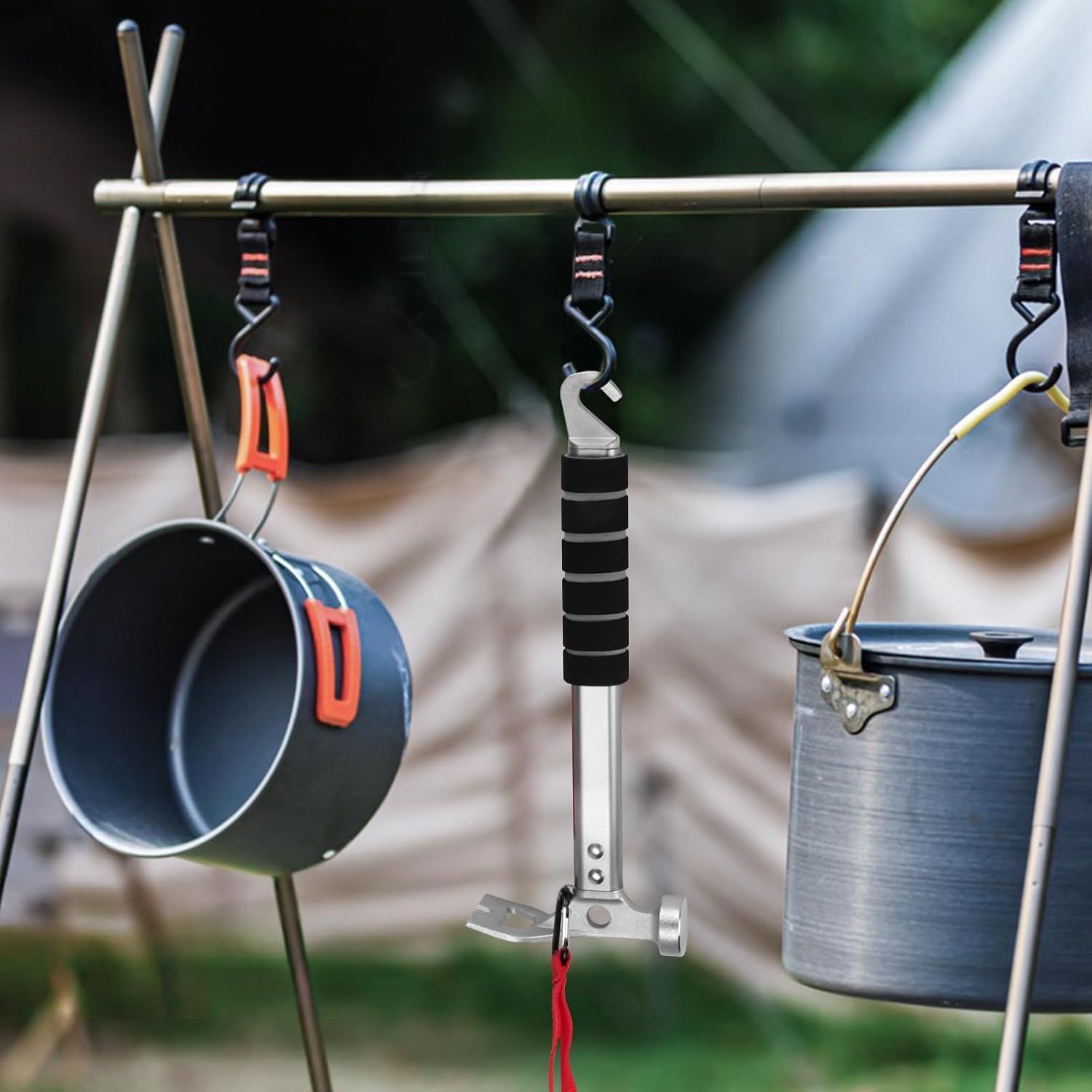 Camping Hammer 3 in 1 with Tent Stake Puller Grey, 29.5 x 11 cm