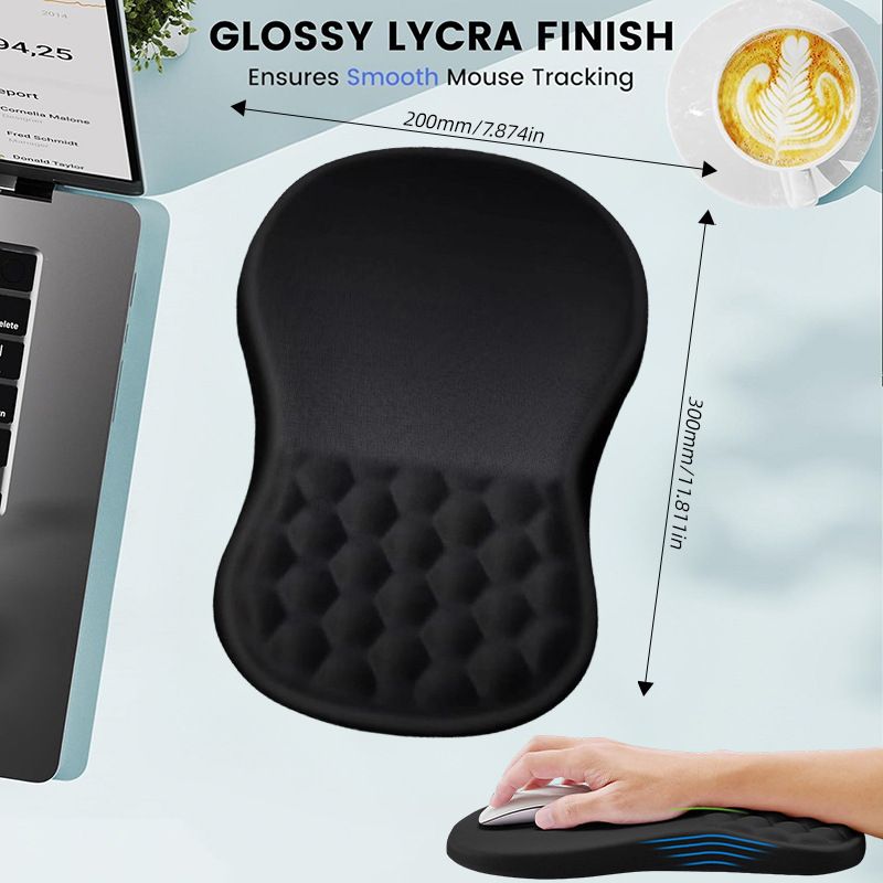 Ergonomic Memory Foam Mouse Pad with Wrist Rest Ocean Blue Non-Slip Base