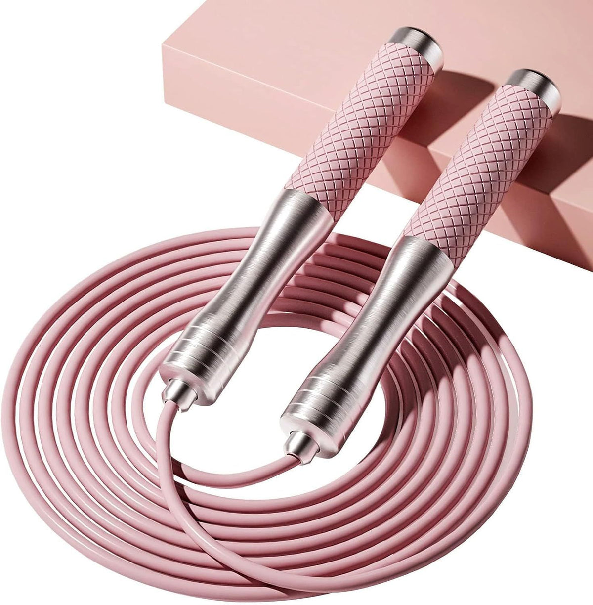Speed Jump Rope for Fitness, Skipping Rope with Adjustable Length and Alloy Silicone Handles for Women Men Workout Boxing Home Gym
