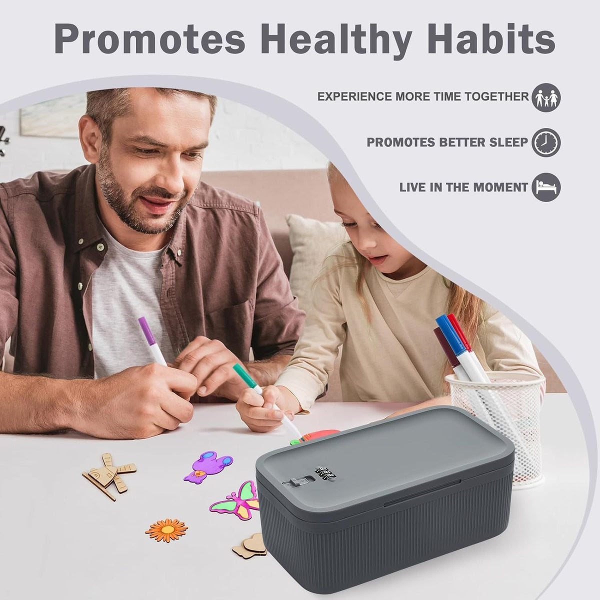 Lockable Storage Box with Combination Code, Portable BPA-Free Medicine Safe for Home Office Travel, Grey, 23.5 x 12.8 x 9.2cm