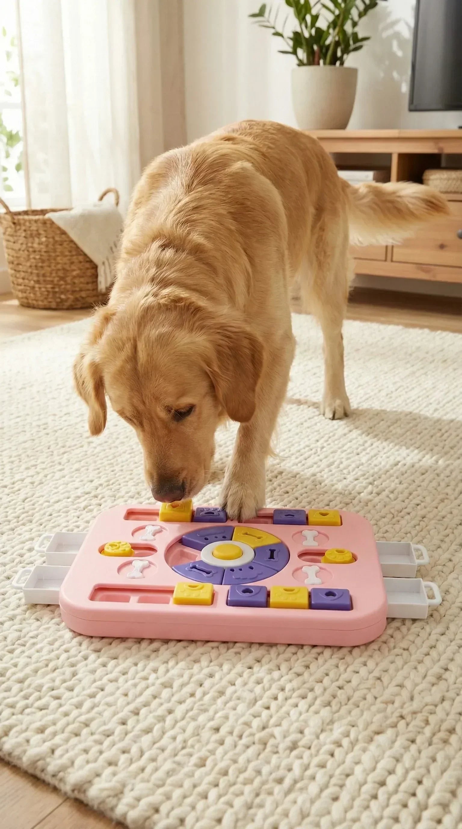 Interactive Dog Puzzle Toy – Slow Feeder & Treat Dispenser-Pink