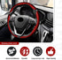 3pcs Universal Carbon Fiber Steering Wheel Cover - Anti-Slip & Segmented Design, Universal 99% Durable Steering Wheel Protector for Men and Women, Car Interior Accessory (Red)