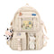 K‑Style Kids Backpack with Cute Accessories, 43×31cm Large Capacity School Backpack, Off‑White Casual Daypack for Children & Teenagers