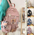K‑Style Kids Backpack with Cute Accessories, 43×31cm Large Capacity School Backpack, Off‑White Casual Daypack for Children & Teenagers