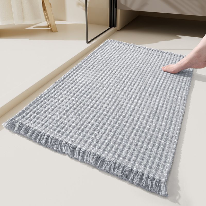 Soft Microfiber Farmhouse Bathroom Rug, Washable Kitchen Floor Mat, Woven Non‑Slip Bath Mat with Pure Tassels, Plush Woven Bathroom Carpet, Door Mat for Laundry Room, 20