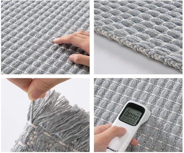 Soft Microfiber Farmhouse Bathroom Rug, Washable Kitchen Floor Mat, Woven Non‑Slip Bath Mat with Pure Tassels, Plush Woven Bathroom Carpet, Door Mat for Laundry Room, 20
