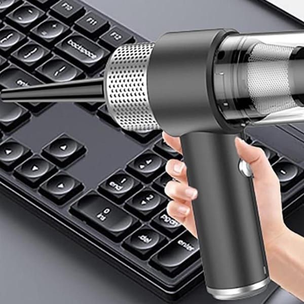 4‑in‑1 Handheld Car Vacuum Cleaner, Wireless Air Duster with LED Light, Portable Cordless Vacuum for Car, Home & Office, Black
