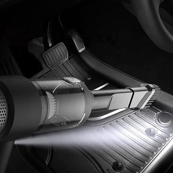 4‑in‑1 Handheld Car Vacuum Cleaner, Wireless Air Duster with LED Light, Portable Cordless Vacuum for Car, Home & Office, Black