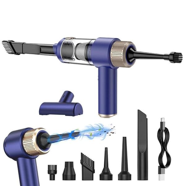 4‑in‑1 Handheld Car Vacuum Cleaner, Wireless Air Duster with LED Light, Portable Cordless Vacuum for Car, Home & Office, Black