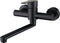 Black Wall Mounted Kitchen & Bathroom Tap, Stainless Steel Single Lever Basin Faucet with Swivel Spout, 26 × 11 CM Wall Mount Water Tap