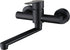 Black Wall Mounted Kitchen & Bathroom Tap, Stainless Steel Single Lever Basin Faucet with Swivel Spout, 26 × 11 CM Wall Mount Water Tap
