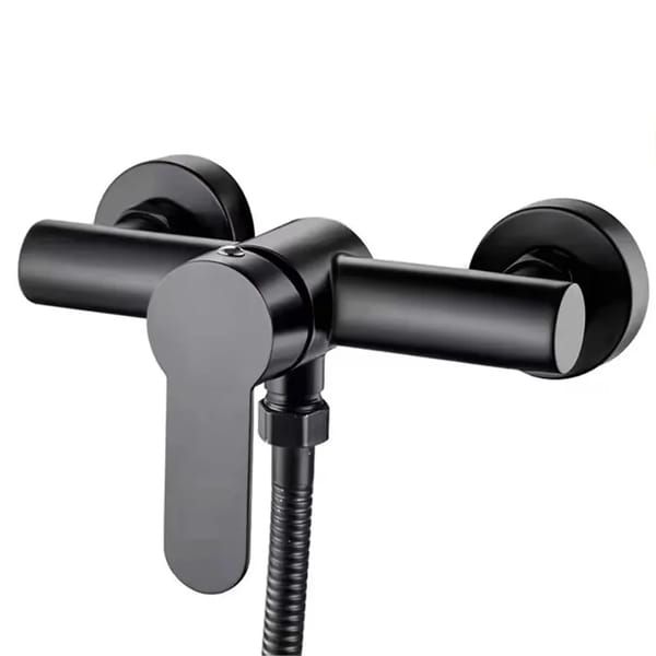 Wall Mounted Shower Mixer Tap, Single Lever Control Bathroom Shower System, Durable Metal Finish, Easy to Use, Black
