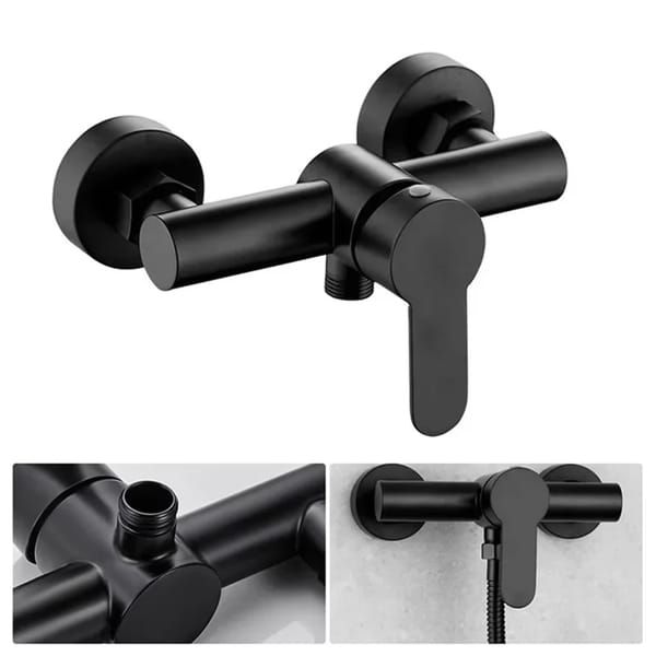Wall Mounted Shower Mixer Tap, Single Lever Control Bathroom Shower System, Durable Metal Finish, Easy to Use, Black