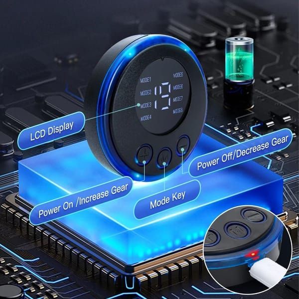 Rechargeable EMS Foot Massager Mat Remote Control 4 Electrode Pads Black