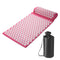 Acupressure Mat and Pillow Set with Storage Bag, Neck & Back Acupuncture Spike Mat for Muscle Relaxation, Stress & Sciatica Pain Relief, Rose Red
