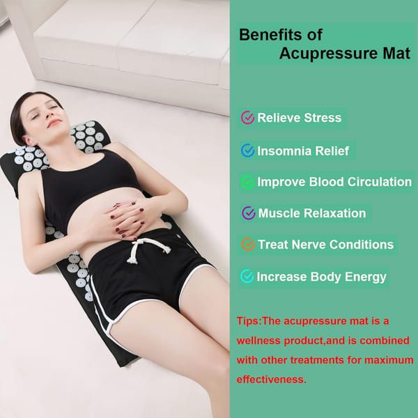 Acupressure Mat and Pillow Set with Storage Bag, Neck & Back Acupuncture Spike Mat for Muscle Relaxation, Stress & Sciatica Pain Relief, Rose Red