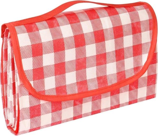 Waterproof Picnic Mat with Carry Handle, 100x150cm, Pink Gingham for Camping Beach Park Outdoor Activities