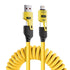 4-in-1 Retractable Spring USB Charging Cable - 65W Multi-Function Carplay Data Cord with 2-in-2 Splitter for Car Office - 1.2M 2-Pack Yellow