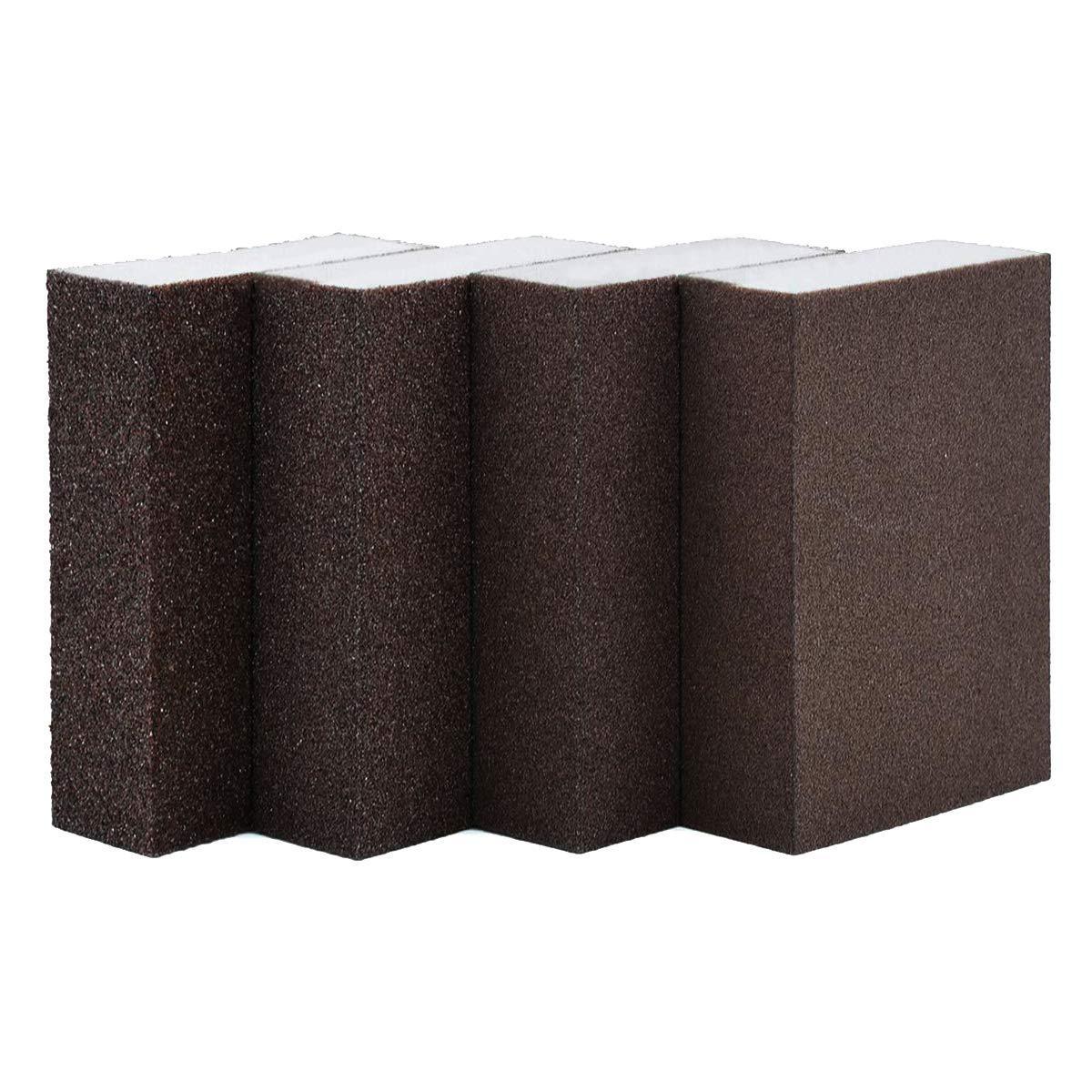 Sanding Sponge Sand Block Coarse/Medium/Fine/Superfine Assorted Dry Wet Sanding Blocks for Wood Wall Home (Pack of 4, 4 Grit)