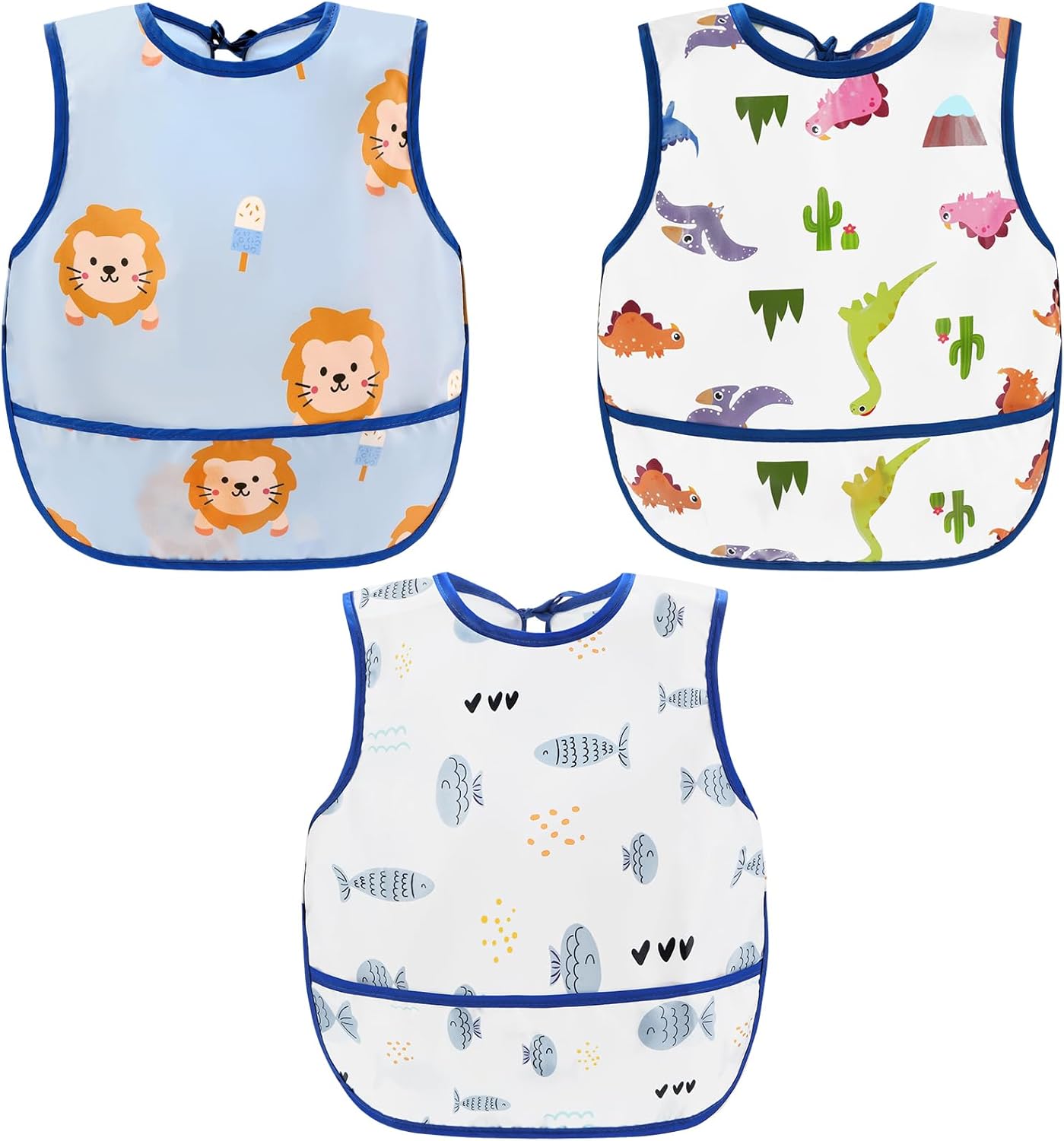 Waterproof Baby Bibs for Eating, Mess Proof Toddler Feeding Bibs for Girls Boys ﻿