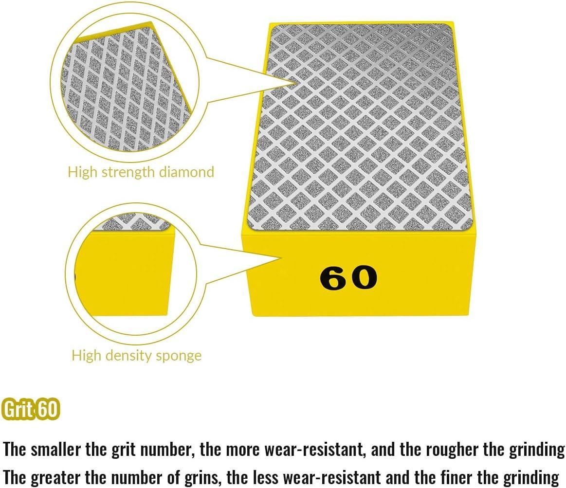 1 Pcs Diamond Hand Pad Sanding Block Sharp Glass Grinding Polishing Pad Sanding Block Foam Backing Hand-Held Sanding Block for Sanding Polishing Marble Tile Ceramics (60#)