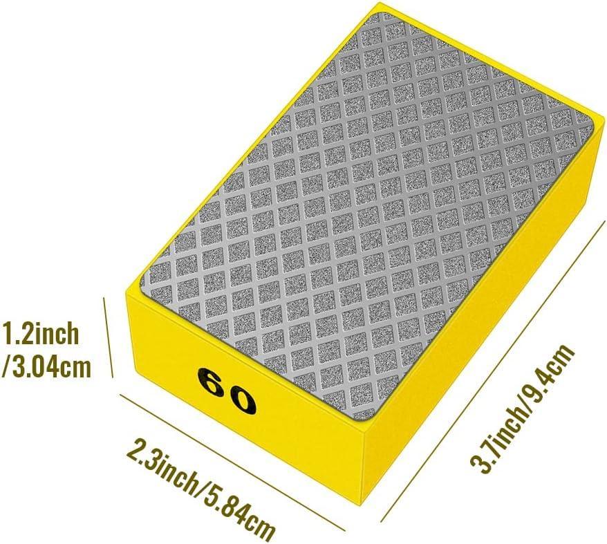 1 Pcs Diamond Hand Pad Sanding Block Sharp Glass Grinding Polishing Pad Sanding Block Foam Backing Hand-Held Sanding Block for Sanding Polishing Marble Tile Ceramics (60#)