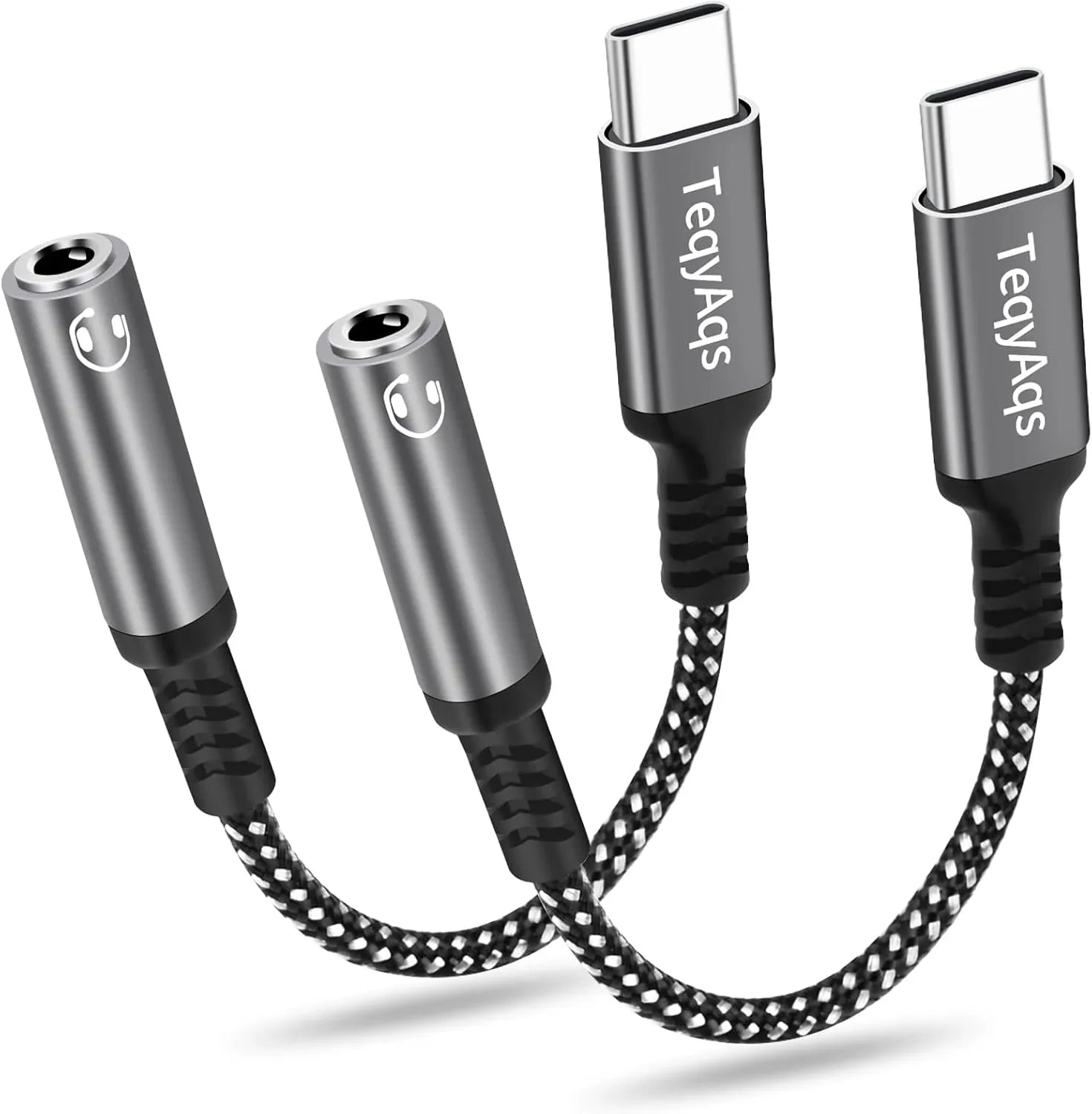USB Type C to 3.5mm Female Headphone Jack Adapter, (2-Pack) USB C to Aux Audio Dongle Cable Cord Compatible with iPhone 17/16/15 Pro Max, iPad Pro, Samsung Galaxy S25/S24/S23/S22/S21 Ultra, MacBook ﻿