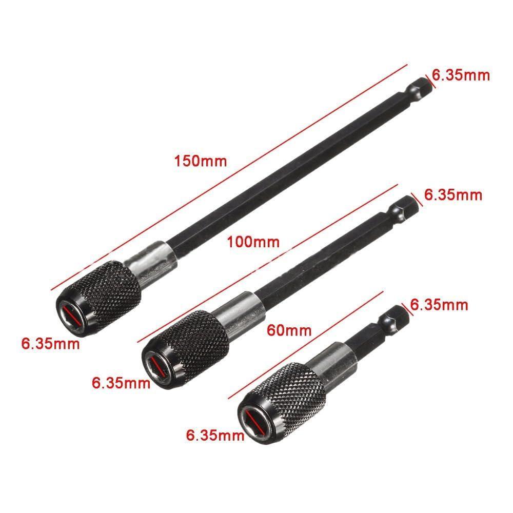 3-Piece Magnetic Bit Holder Extensi Set, Quick Release Universal Impact Drill Adapter for Home DIY Projects