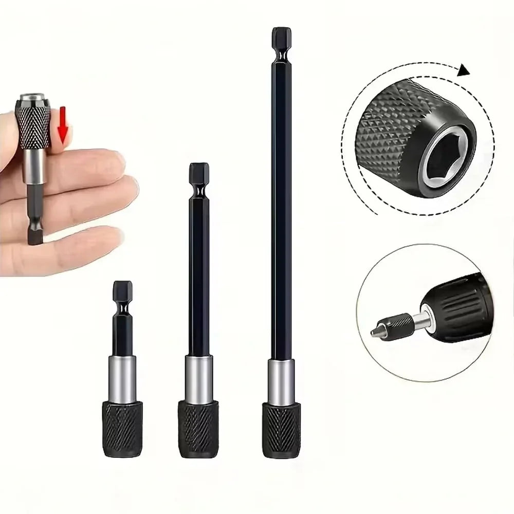 3-Piece Magnetic Bit Holder Extensi Set, Quick Release Universal Impact Drill Adapter for Home DIY Projects