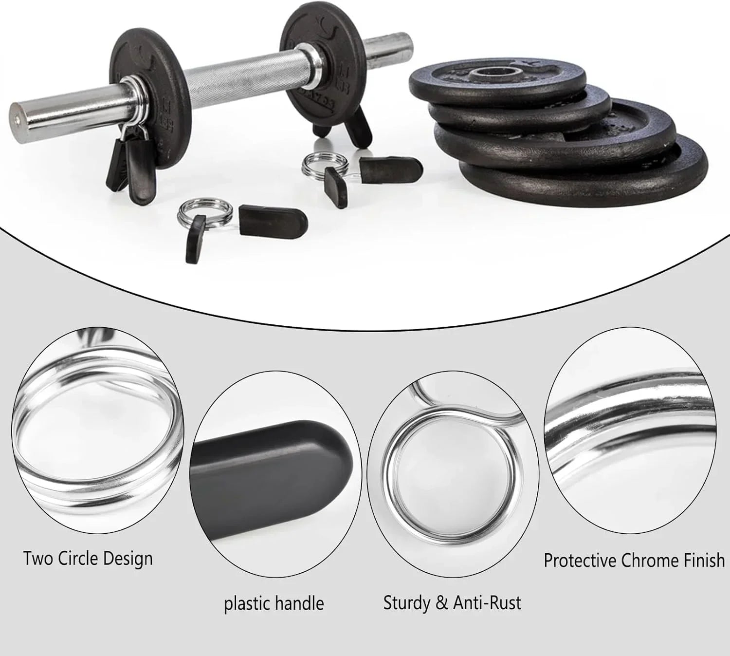 Spring Clip Collars 1 Inch Olympic Barbell Clamps Dumbbell Clips Weight Bar Clips for Weightlifting, Powerlifting, Strength Training