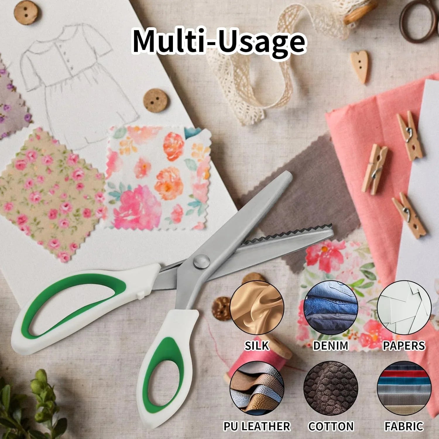 Pinking Shears, 9" Zig Zag Craft Scissors Decorative Edge, Pinking Shears for Fabric Cutting, Professional Dressmaking Sharp Comfort Grips Scrapbook Fabric Sewing Scissors